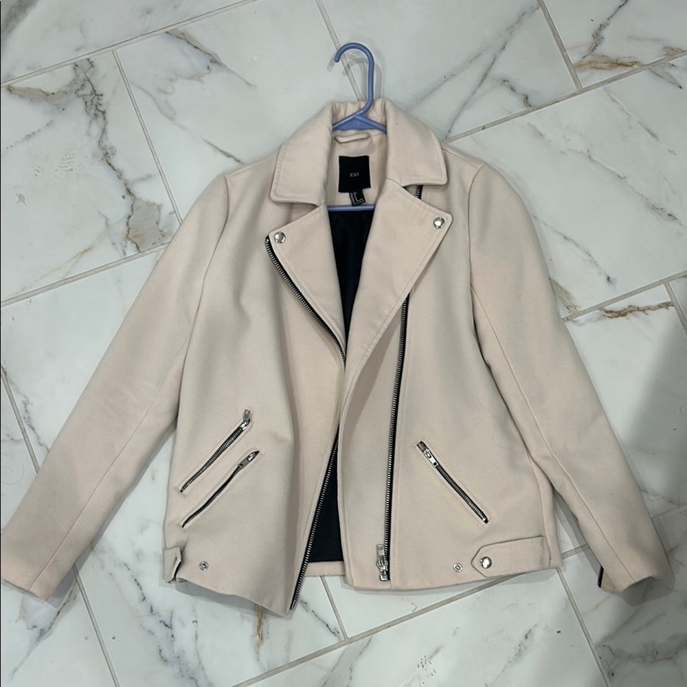 Women's forever 21 Cream moto Jacket size small